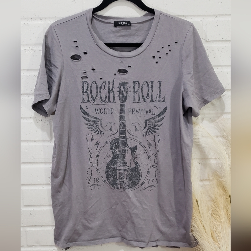 Zutter Gray 'Rock N Roll' Short Sleeve Tee
